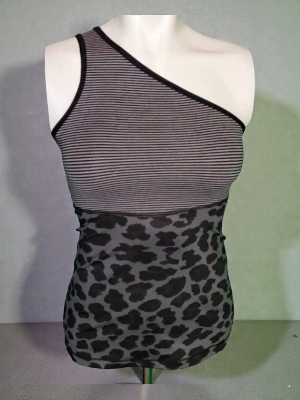 Lululemon Athletica One-Shoulder Reversible Tank Top, Black & Grey Animal Print